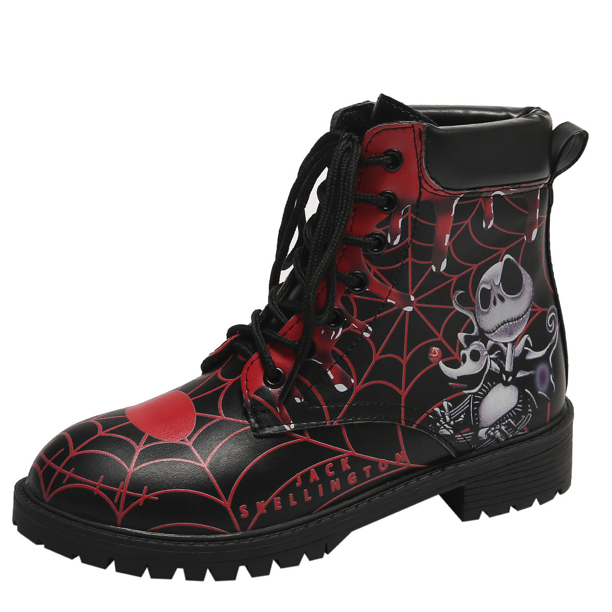 Bottines imprimées pour femmes, bout rond, talon épais, à lacets, style Martin européen et américain
