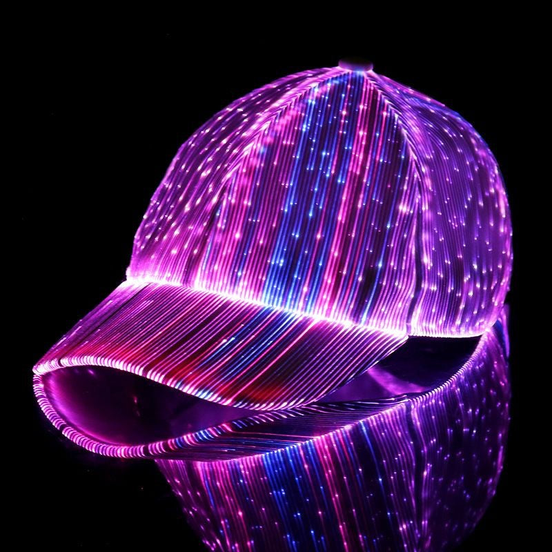 THEMEASHOP™  FEMME  - Casquette lumineuse LED à fibre optique, nouveauté très en vogue, casquette de baseball fluorescente pour soirées et bars, casquette clignotante pour couples hip-hop