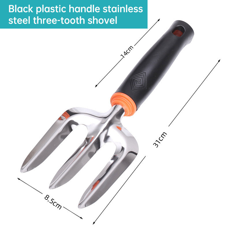 Outils de jardin, manche en plastique noir, vaporisateur, houe à deux têtes, râteau à cinq dents, pelle, pelle à fleurs d'extérieur
