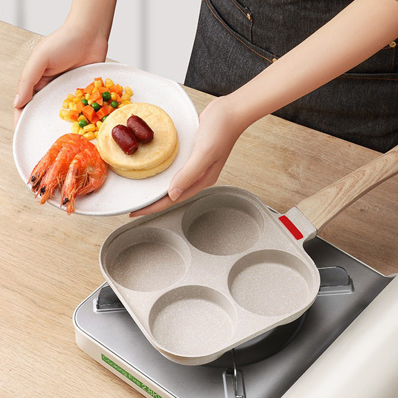 ESTHEMEA HOME Poêle à frire antiadhésive à quatre trous pour œufs au plat, poêle à crêpes et autres préparations pour œufs au plat.