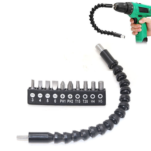Outil à tige flexible de 290 mm pour perceuse, tournevis et embouts de vissage. Extension à tige hexagonale multiple.