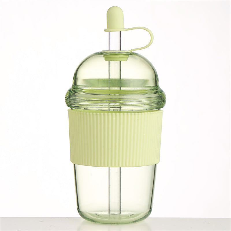 THEMEASHOP™ MAISON- Gobelet à paille de 630 ml (avec couvercle et paille) – café, lait, thé, eau, jus ; style Instagram, idéal pour le bureau