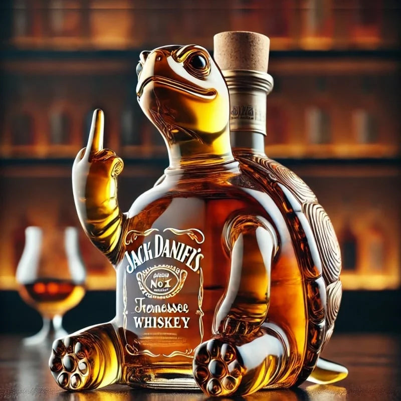 THEMEASHOP™ MAISON- Carafe à whisky 10 oz en verre avec motif canard/tortue/chien faisant un doigt d'honneur – Décoration pour bar/bureau/maison.