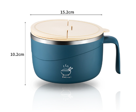 THEMEASHOP™ MAISON-  Bol à nouilles instantanées en acier inoxydable 304 avec couvercle isotherme portable, boîte à lunch scellée de style japonais