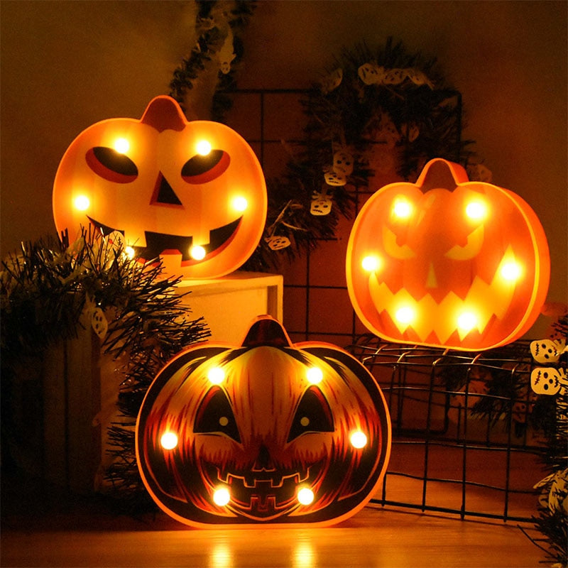 THEMEASHOP™- Halloween LED Lights Horror Pumpkin Ghost Bat Spider Night Lights Ornament Halloween Party Props Home Bar Table Lamp Decorations