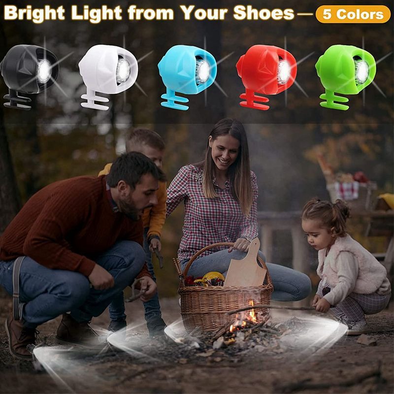 Lampe frontale rechargeable en plastique pour chaussures à trous de crocodile, lampe de camping pour chaussures de marche