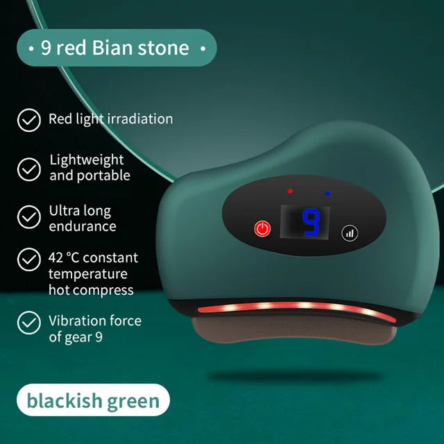 VIRTUAL INSTITUT™ - Appareil de massage électrique Guasha avec compresse chaude, masseur oculaire à pierre chauffante, vibrations, grattage, lifting de la peau du cou et du visage, outil anti-rides