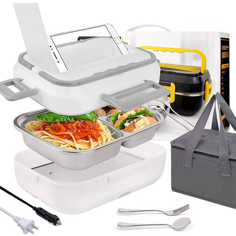 ESTHEMEA HOME- Ensemble de cuisine 1,5 L avec chauffe-plats et boîte à lunch électrique portable en acier inoxydable, contenant isotherme pour voiture ou camion.
