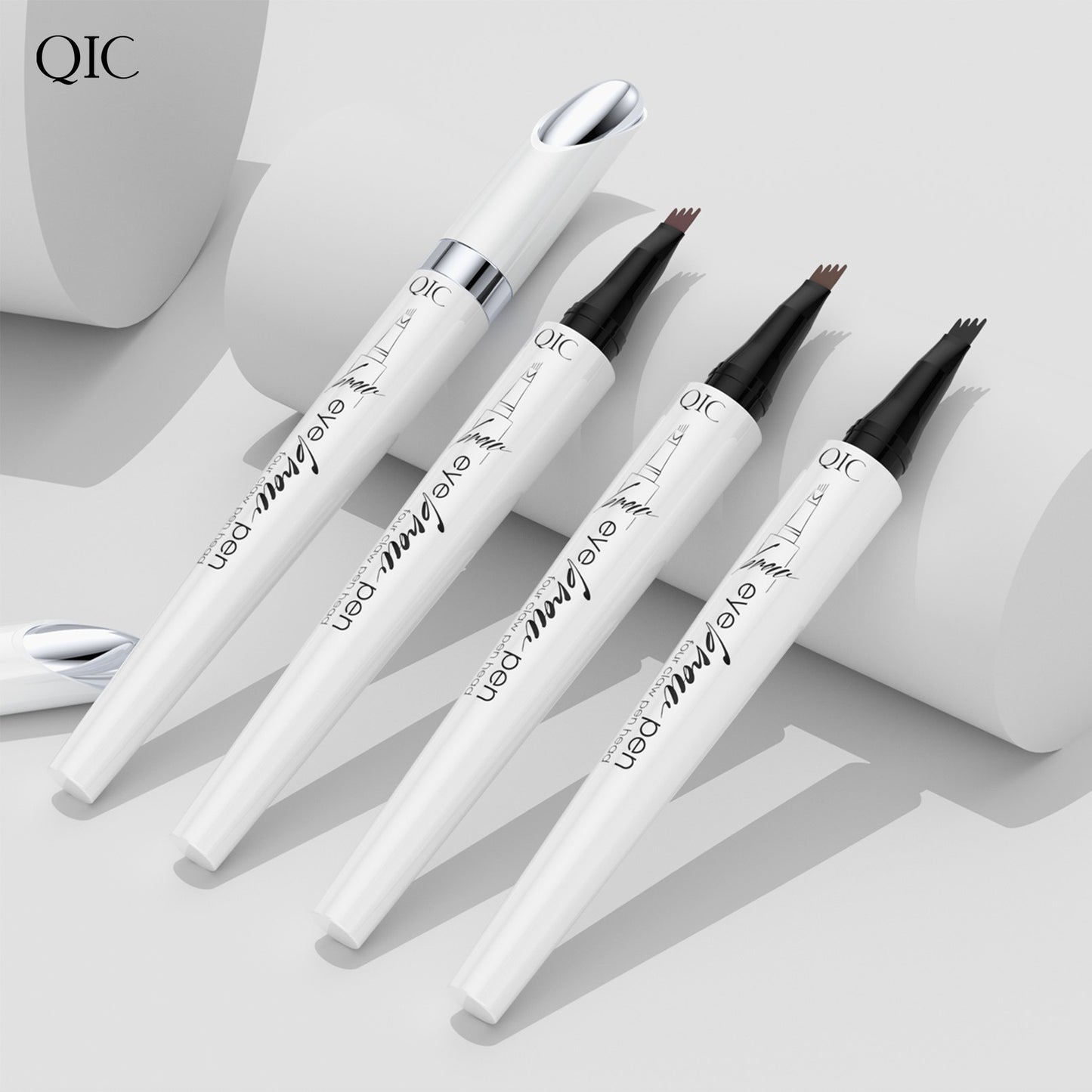 THEMEASHOP™ ÉPICERIE-  Crayon à sourcils liquide blanc céramique QIC à quatre griffes, waterproof, sans bavure, à quatre têtes fourchues