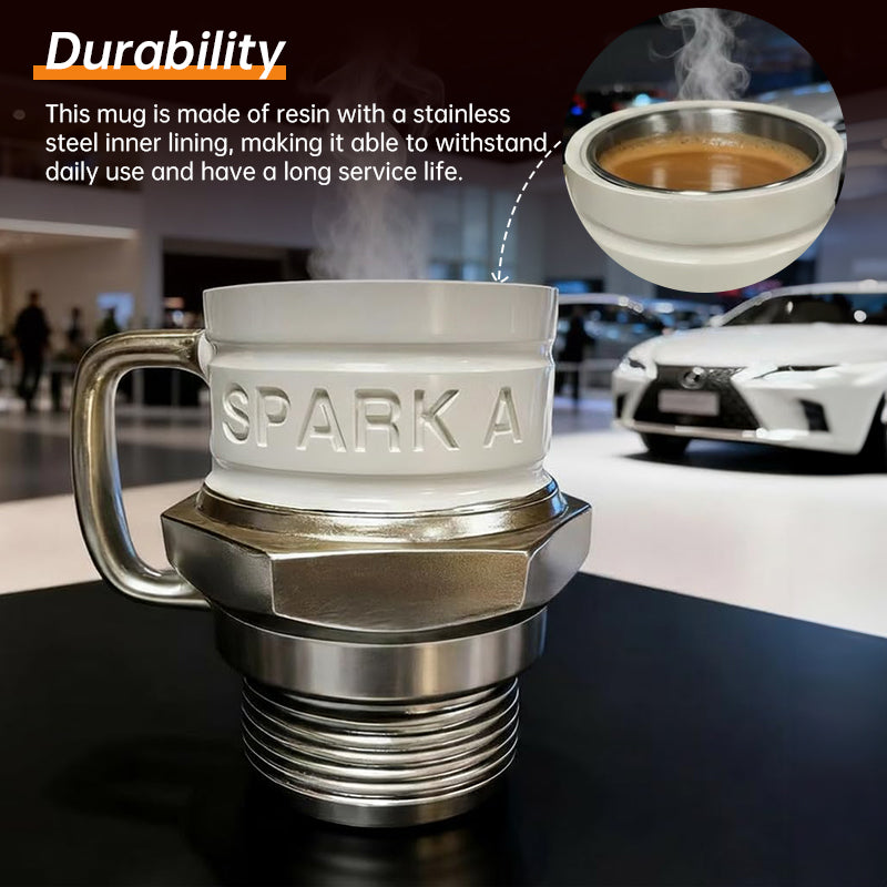 THEMEASHOP™ MAISON Mug « Démarrez votre moteur » avec bougie d'allumage - Le cadeau idéal pour les passionnés d'automobile et les mécaniciens, une pièce de collection unique.