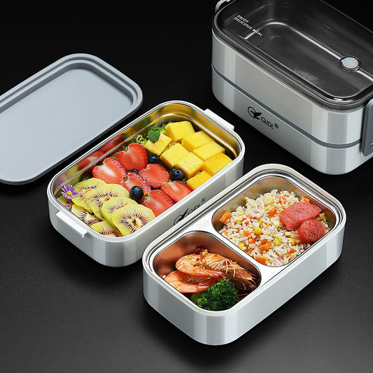 THEMEASHOP™ MAISON- Boîte à lunch isotherme portable à double paroi en acier inoxydable 304, compatible micro-ondes