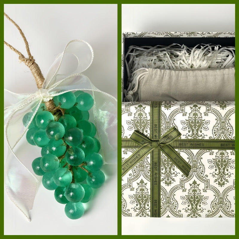 Coffret cadeau de savon transparent en cristal au raisin, savon artisanal parfumé aux grappes de raisin, décoration suspendue pour l'aromathérapie, savon pour les mains, cadeau idéal