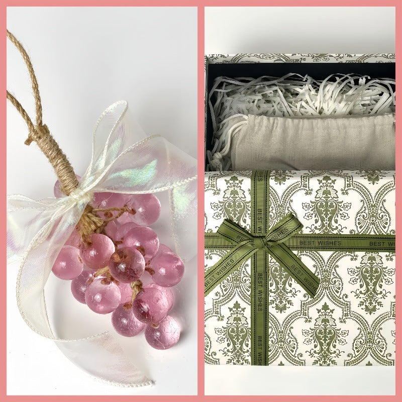 Coffret cadeau de savon transparent en cristal au raisin, savon artisanal parfumé aux grappes de raisin, décoration suspendue pour l'aromathérapie, savon pour les mains, cadeau idéal