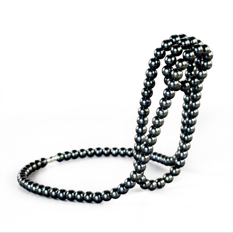 THEMEASHOP™ MAISON-  Porte-bouteilles en métal orné d'un collier de perles, support de bouteille de vin flottant et magique, présentoir décoratif pour bureau.