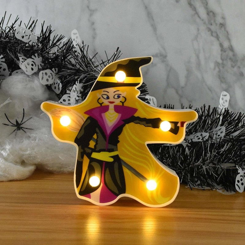 THEMEASHOP™- Halloween LED Lights Horror Pumpkin Ghost Bat Spider Night Lights Ornament Halloween Party Props Home Bar Table Lamp Decorations