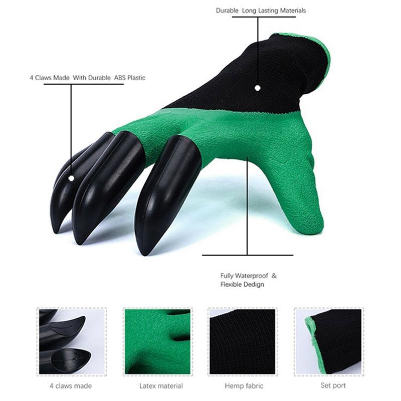 Gants de jardin avec griffes au bout des doigts, rapides et faciles à utiliser pour creuser et planter, adaptés à la taille des rosiers. Gants de jardinage, moufles et gants de bêchage.