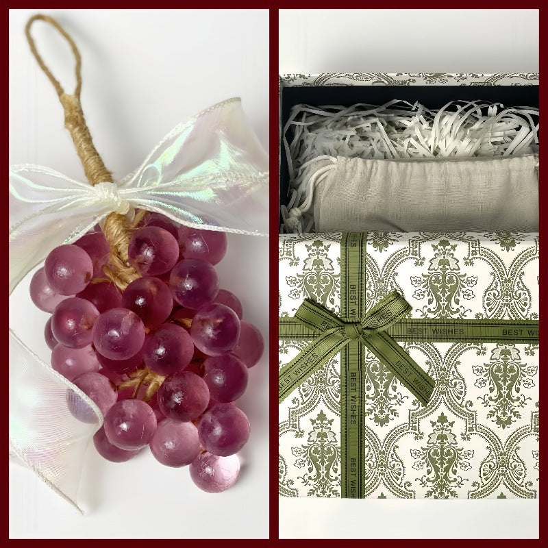 Coffret cadeau de savon transparent en cristal au raisin, savon artisanal parfumé aux grappes de raisin, décoration suspendue pour l'aromathérapie, savon pour les mains, cadeau idéal