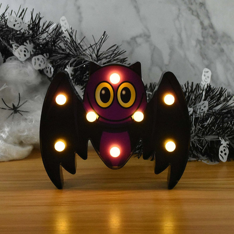 THEMEASHOP™- Halloween LED Lights Horror Pumpkin Ghost Bat Spider Night Lights Ornament Halloween Party Props Home Bar Table Lamp Decorations