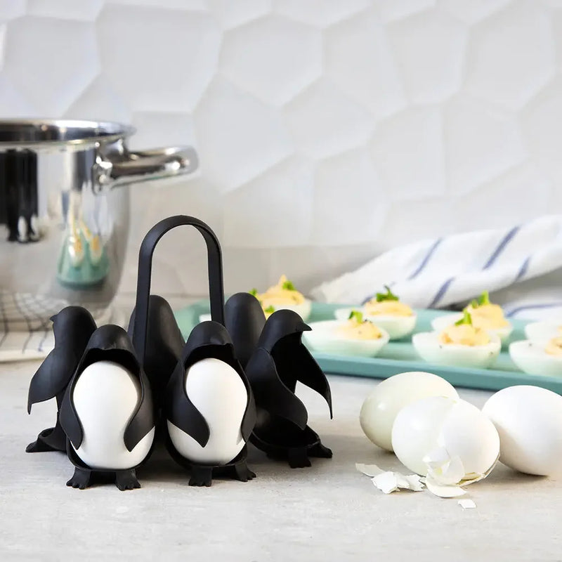 THEMEASHOP™ MAISON-  Cuiseur à œufs multifonctionnel en forme de pingouin avec support de rangement pour réfrigérateur