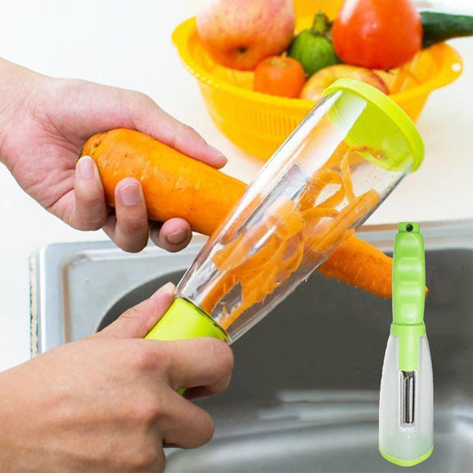 ESTHEMEA HOME- Éplucheur avec poignée, tube de rangement pour éplucher pommes, carottes, concombres, couteau à éplucher multifonctionnel en acier inoxydable