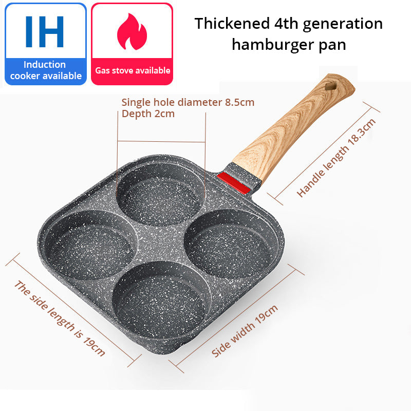 ESTHEMEA HOME Poêle à frire antiadhésive à quatre trous pour œufs au plat, poêle à crêpes et autres préparations pour œufs au plat.