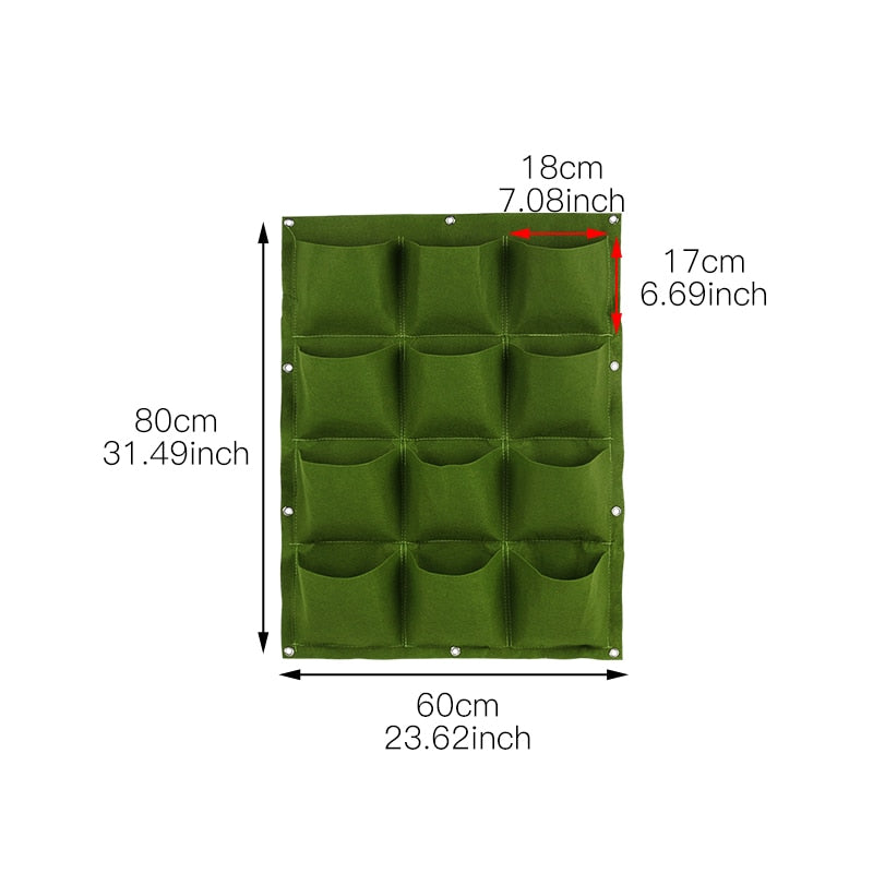 THEMEASHOP™ EXTÉRIEUR- Sacs de plantation muraux 4/9/18/49/72 poches, jardinière verte pour potager vertical, sac de culture pour légumes, fournitures pour la maison