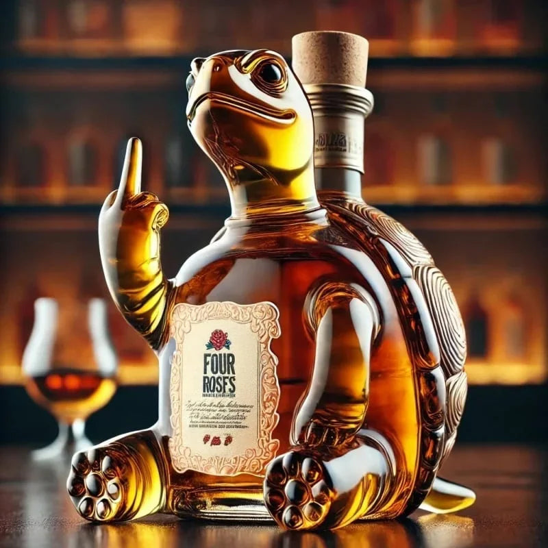 THEMEASHOP™ MAISON- Carafe à whisky 10 oz en verre avec motif canard/tortue/chien faisant un doigt d'honneur – Décoration pour bar/bureau/maison.