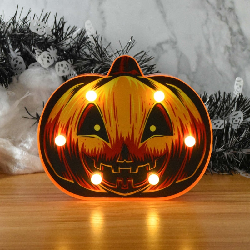 THEMEASHOP™- Halloween LED Lights Horror Pumpkin Ghost Bat Spider Night Lights Ornament Halloween Party Props Home Bar Table Lamp Decorations