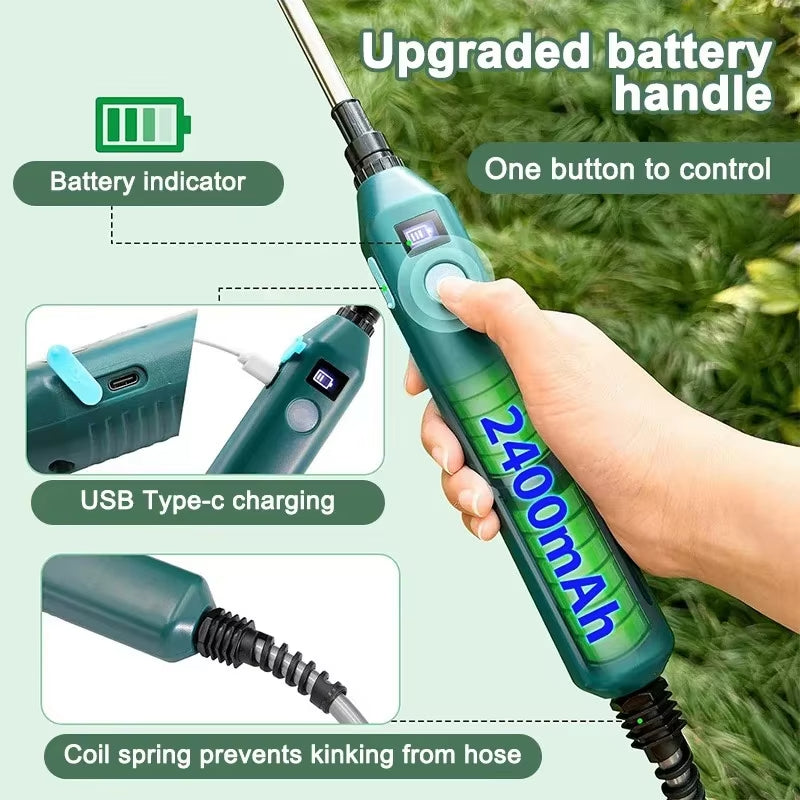 ESTHEMEA HOME - Lance de pulvérisation électrique portable 2400 mAh. 3 buses haute pression, pour l'arrosage des plantes de jardin.