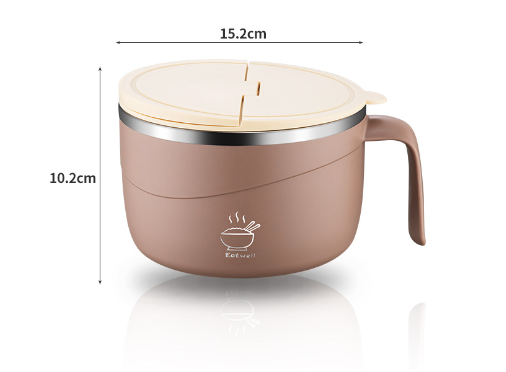 THEMEASHOP™ MAISON-  Bol à nouilles instantanées en acier inoxydable 304 avec couvercle isotherme portable, boîte à lunch scellée de style japonais