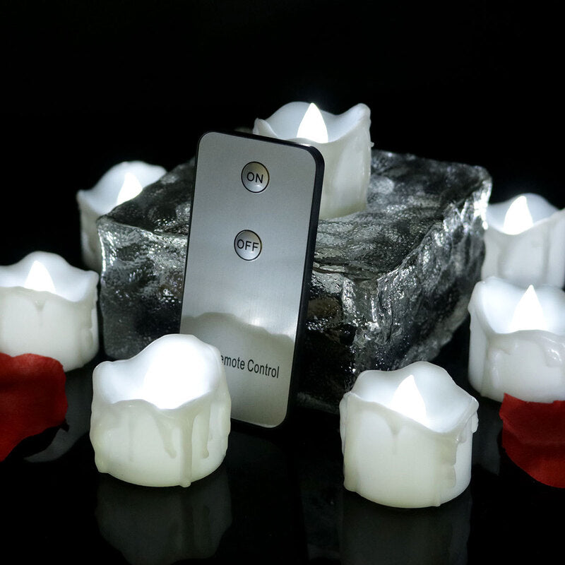 THEMEASHOP™- LED Electronic Candle Wedding Decoration Candle Soft Light Flashing Electronic Tea Wax Tears Remote Control Candle