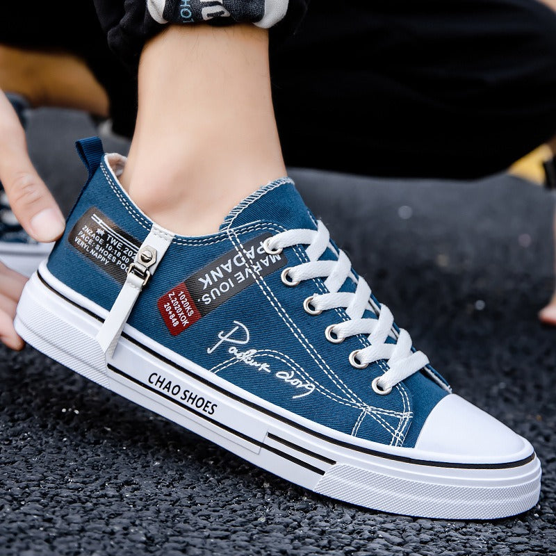 THEMEASHOP™ HOMME- Chaussures en toile respirantes pour hommes, style hongkongais, chaussures décontractées en tissu, tendance, légères, chaussures de skate basses