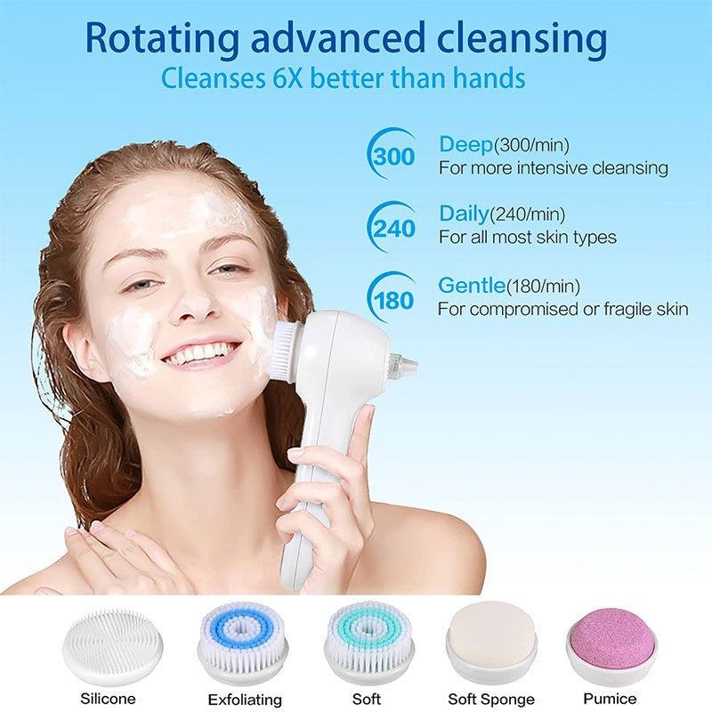 VIRTUAL INSTITUT™ - 3 In 1 Electric Facial Cleaner Sonic Vibration Facial Brush Machine Waterproof Facial Cleansing Brush
