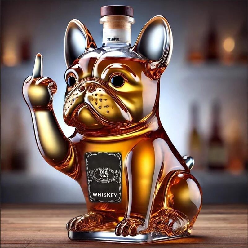 THEMEASHOP™ MAISON- Carafe à whisky 10 oz en verre avec motif canard/tortue/chien faisant un doigt d'honneur – Décoration pour bar/bureau/maison.