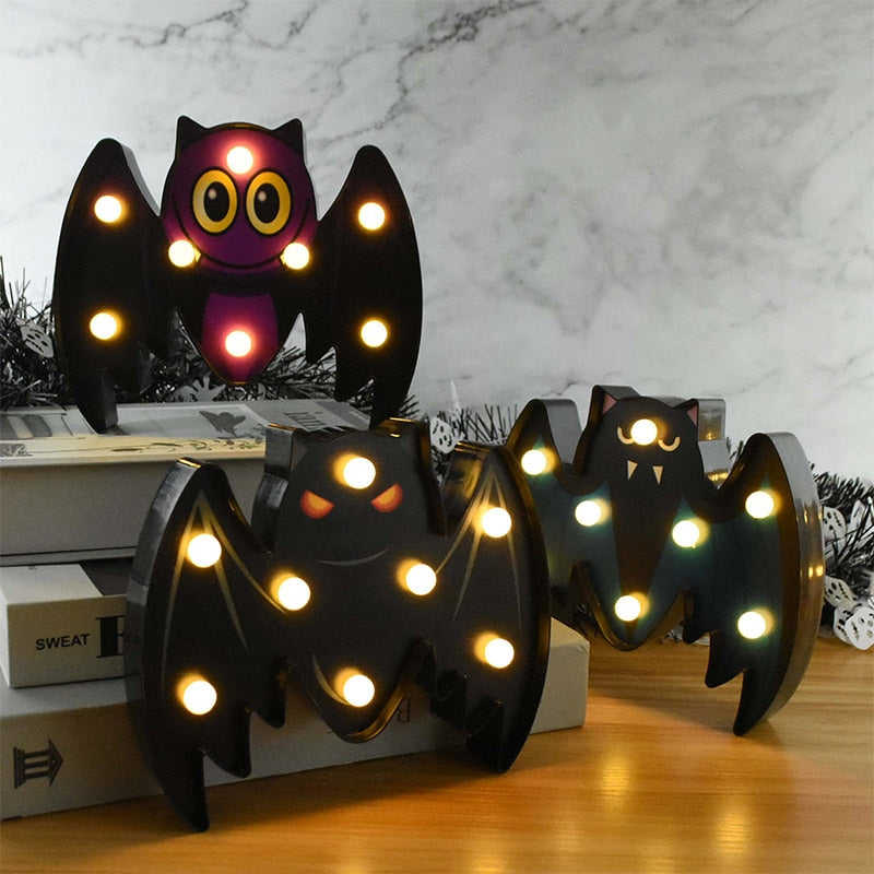 THEMEASHOP™- Halloween LED Lights Horror Pumpkin Ghost Bat Spider Night Lights Ornament Halloween Party Props Home Bar Table Lamp Decorations