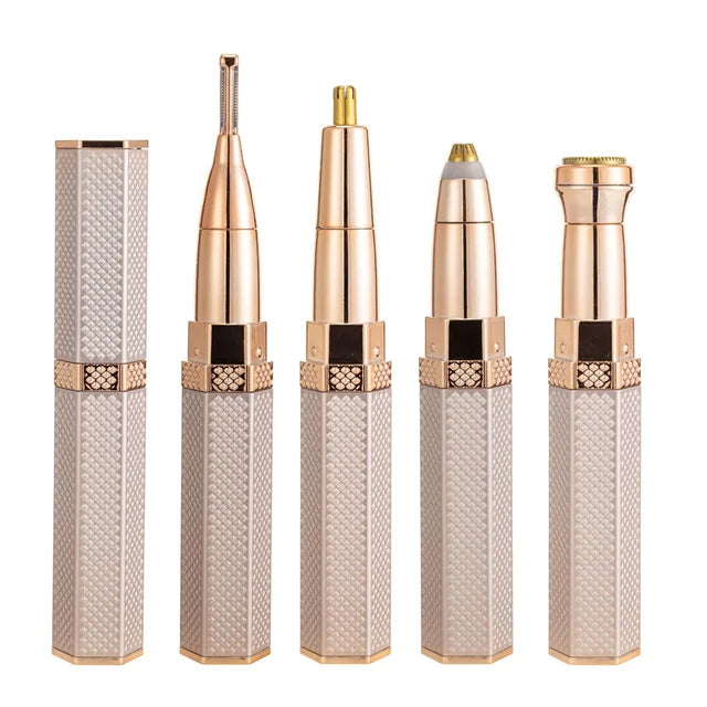 VIRTUAL INSTITUT™ - Épilateur électrique portable 4 en 1 rechargeable par USB pour femmes : épilation du maillot, rasage indolore pour le corps, le visage et les sourcils.