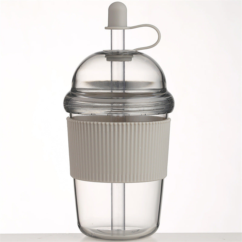 THEMEASHOP™ MAISON- Gobelet à paille de 630 ml (avec couvercle et paille) – café, lait, thé, eau, jus ; style Instagram, idéal pour le bureau