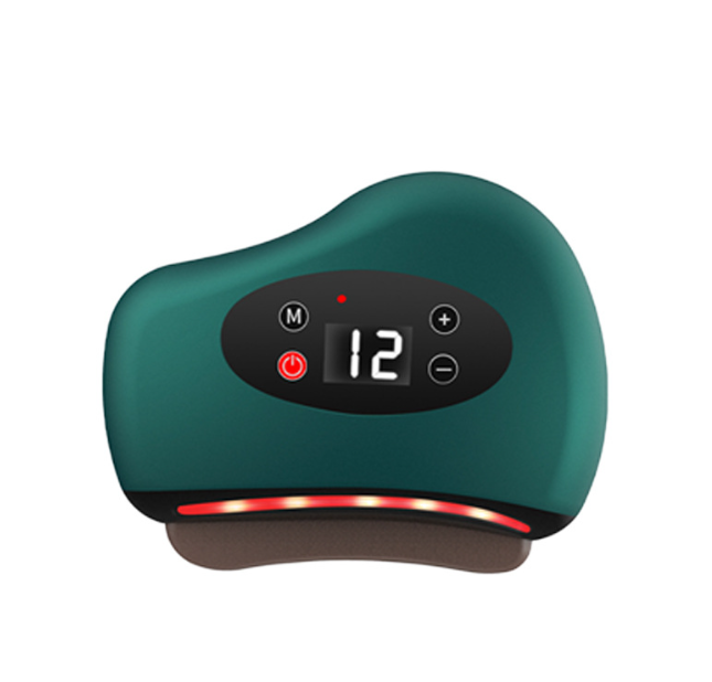 VIRTUAL INSTITUT™ - Appareil de massage électrique Guasha avec compresse chaude, masseur oculaire à pierre chauffante, vibrations, grattage, lifting de la peau du cou et du visage, outil anti-rides