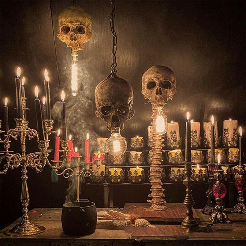 THEMEASHOP™-  Halloween Skull Skeleton Lamp Horror 3D Statue New Table Light Creative Party Ornament Prop Home Bedroom Decoration Scary Prop