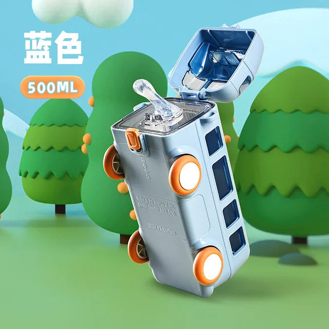 THEMEASHOP™ ENFANT-  Gobelet à paille pour enfants de 500 ml, en plastique Tritan, avec couvercle à ressort, idéal pour les sorties en bus ou en voiture.Modifier le titre :