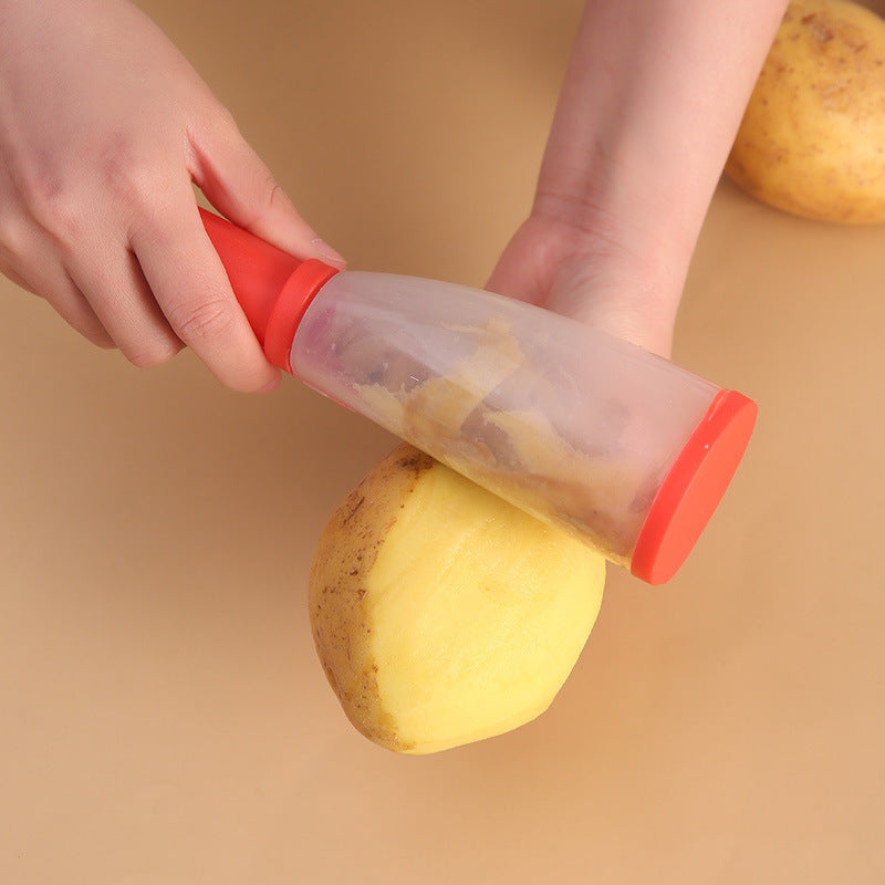 ESTHEMEA HOME- Éplucheur avec poignée, tube de rangement pour éplucher pommes, carottes, concombres, couteau à éplucher multifonctionnel en acier inoxydable