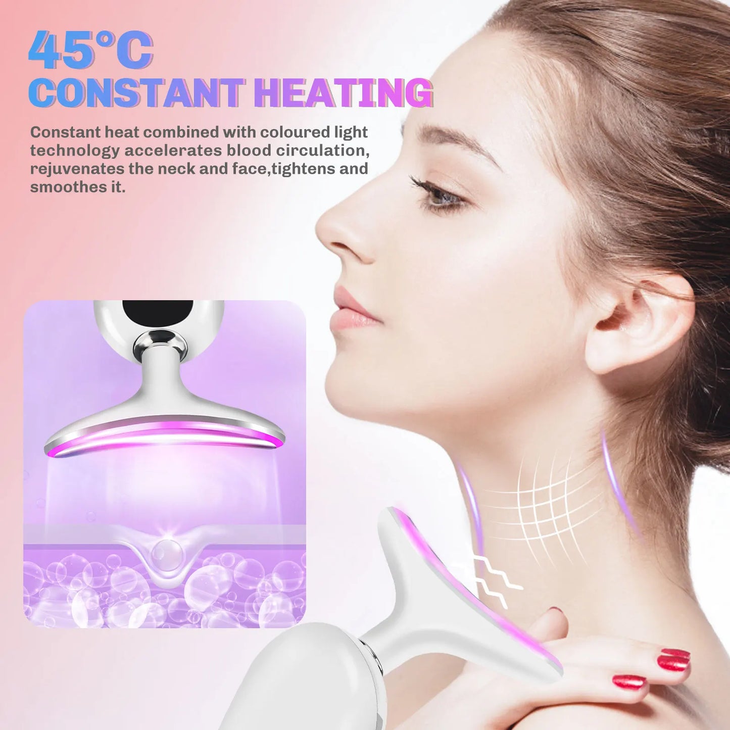 THEMEASHOP™ ÉPICERIE- Appareil de beauté EMS pour lifting du cou et du visage, massage par vibrations, thérapie photonique LED, raffermissement de la peau, élimination des rides, outils de soin de la peau