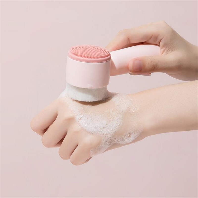 VIRTUAL INSTITUT™ - Brosse nettoyante visage portable double face en silicone, poils doux, brosse de massage et de lavage du visage, outil de soin de la peau pour éliminer les points noirs, référence 20#42