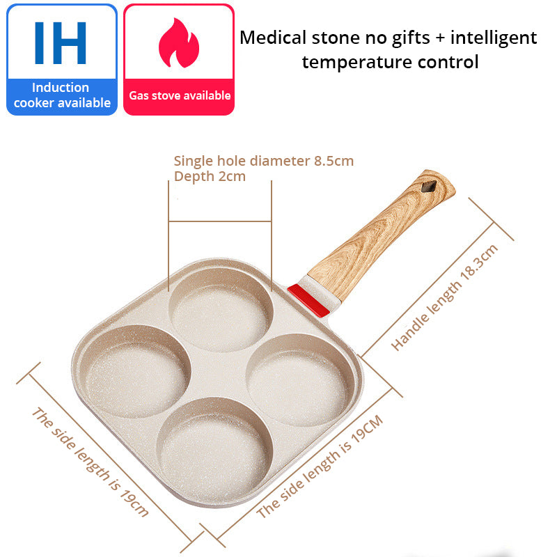 ESTHEMEA HOME Poêle à frire antiadhésive à quatre trous pour œufs au plat, poêle à crêpes et autres préparations pour œufs au plat.