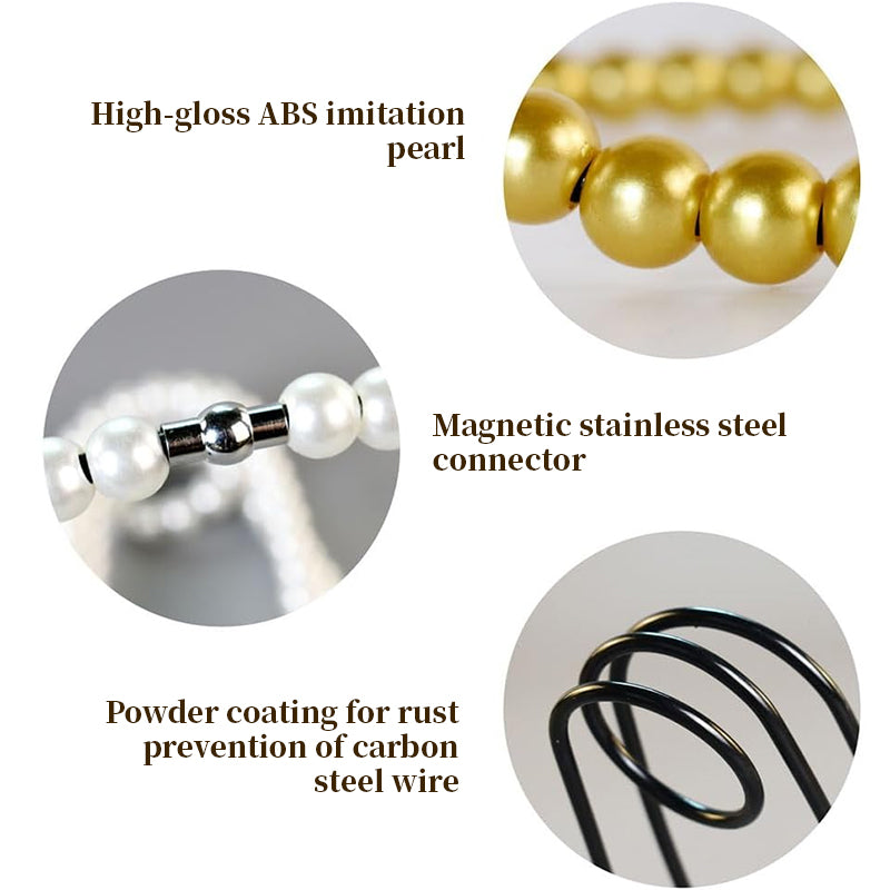THEMEASHOP™ MAISON-  Porte-bouteilles en métal orné d'un collier de perles, support de bouteille de vin flottant et magique, présentoir décoratif pour bureau.