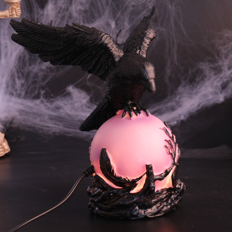 THEMEASHOP™-  Resin Crow Night Light Halloween Creative Decorative Table Lamp Retro Style