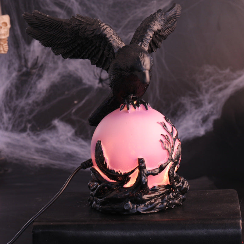 THEMEASHOP™-  Resin Crow Night Light Halloween Creative Decorative Table Lamp Retro Style