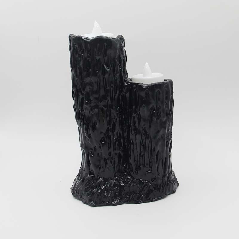 THEMEASHOP™- Halloween Candlestick Melting Candle Cluster Melting Black Lava Candle Holder with 3 Candle Light Resin Halloween Party Decor