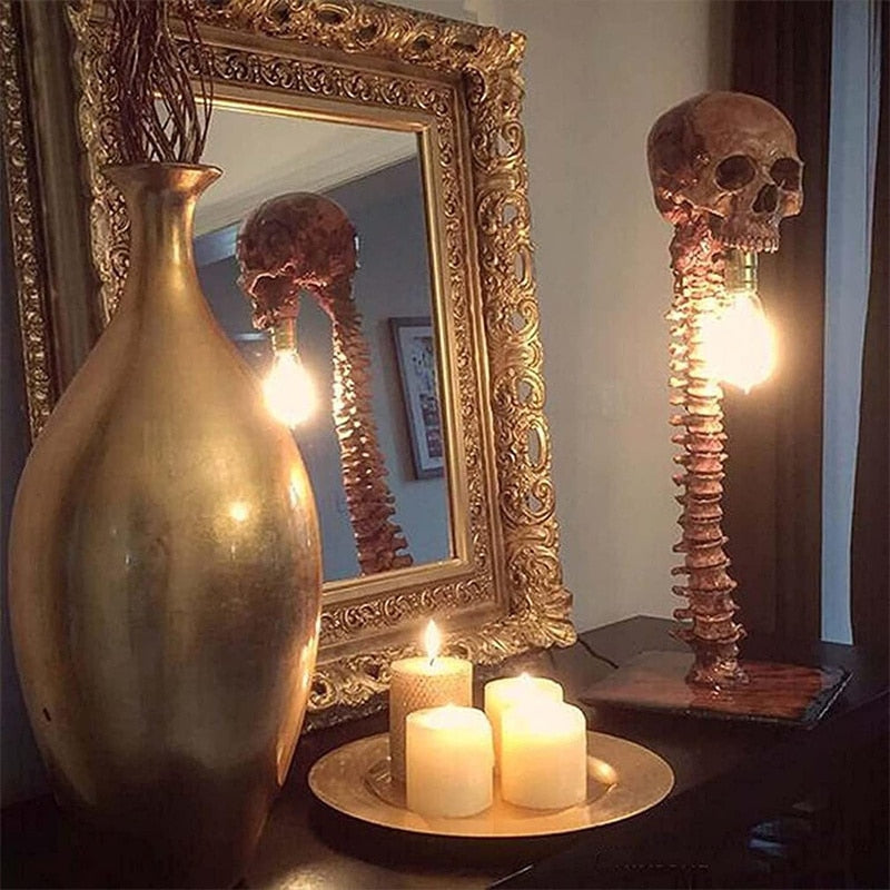THEMEASHOP™-  Halloween Skull Skeleton Lamp Horror 3D Statue New Table Light Creative Party Ornament Prop Home Bedroom Decoration Scary Prop