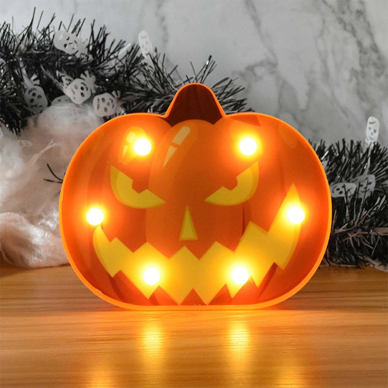 THEMEASHOP™- Halloween LED Lights Horror Pumpkin Ghost Bat Spider Night Lights Ornament Halloween Party Props Home Bar Table Lamp Decorations